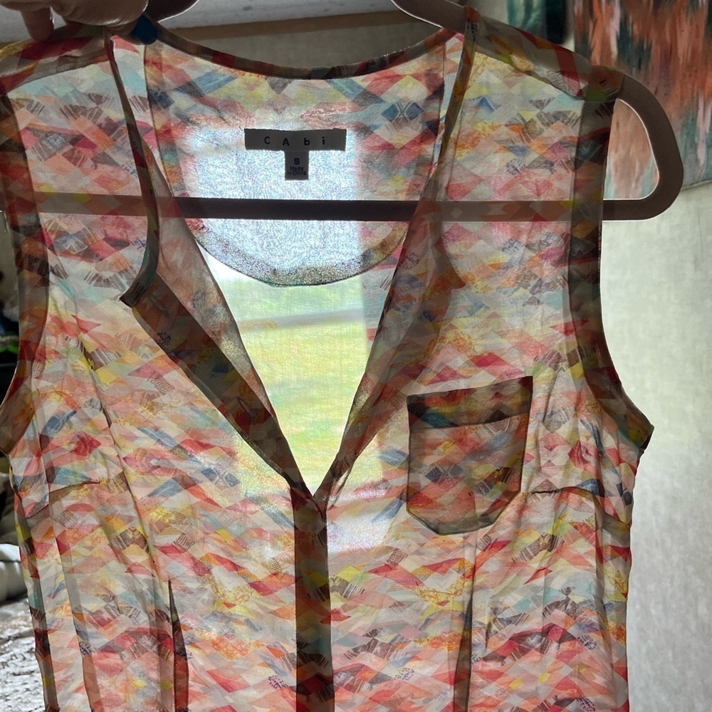 CAbi Sheer Geometric Aztec Button Down - Picture 8 of 8